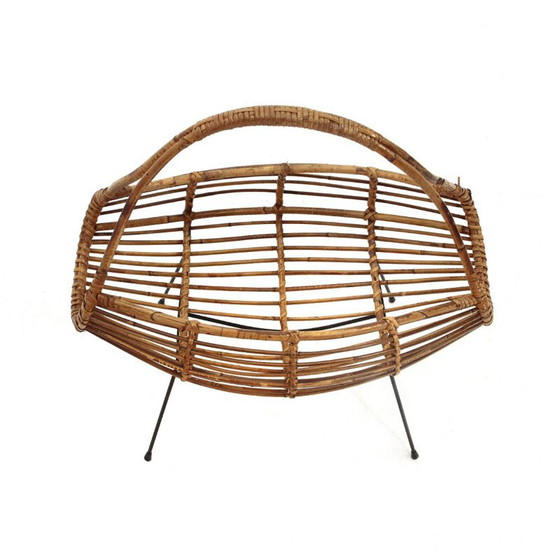 Image 1 of Vintage magazine rack in rattan, Italy 1950