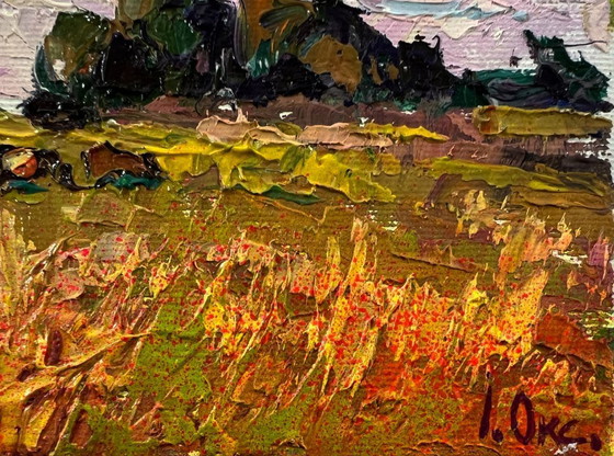 Original Oil Painting Summer Nature Landscape Daytime Field – Paintings & Drawings, Canvas (photo 5 of 8)