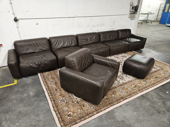 Image 1 of Divano modulare in pelle di design marrone scuro anni '70