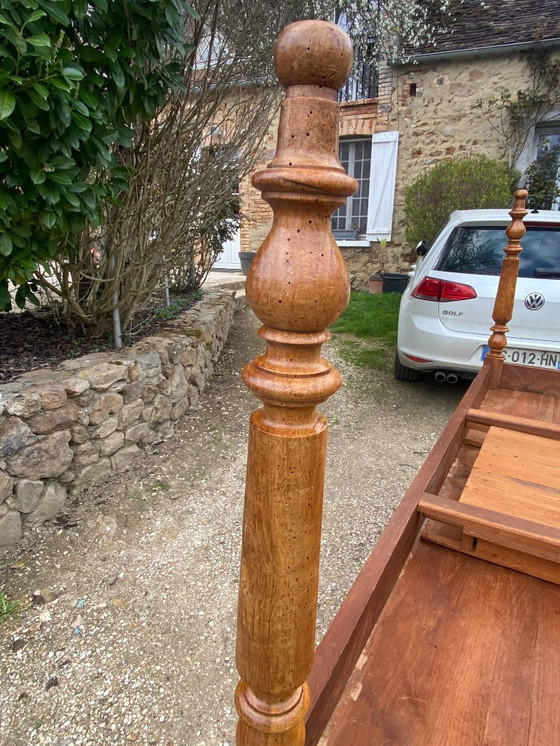 Image 1 of Sam solid oak farmhouse dining table with 1 drawer, circa 1950, 180x74cm