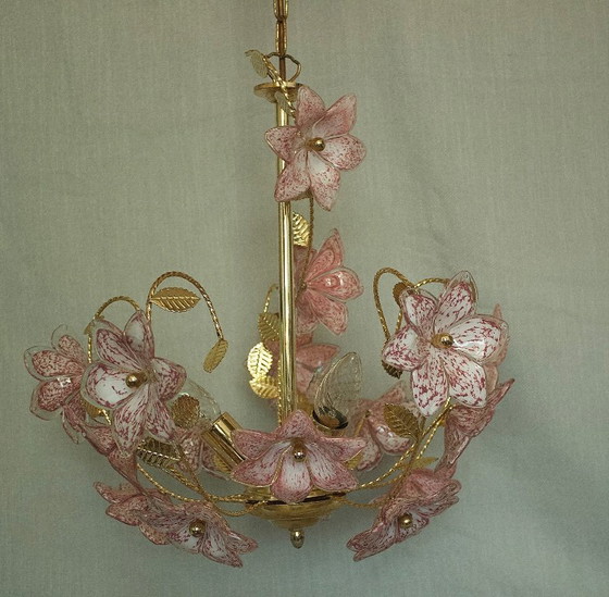 Italiaanse Murano bloemenkroonluchter – Metal, Murano Glass (photo 6 of 12)