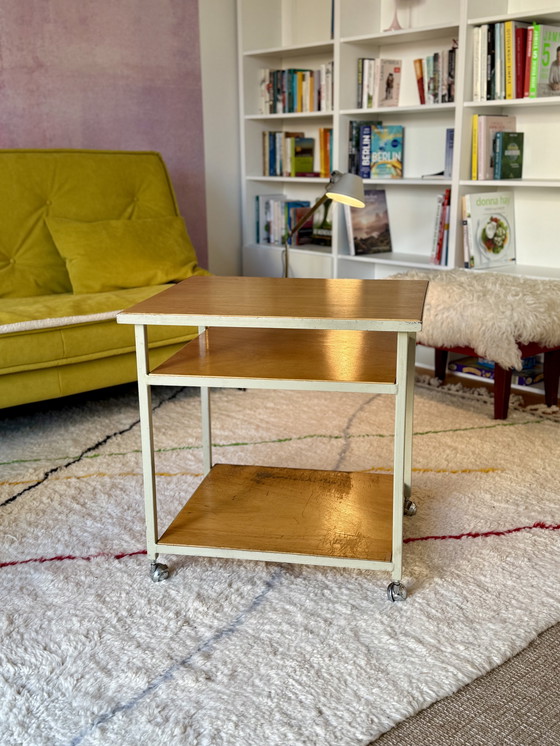 Image 1 of 1970s industrial side table Vintage serving trolley Space Age Coffee table 