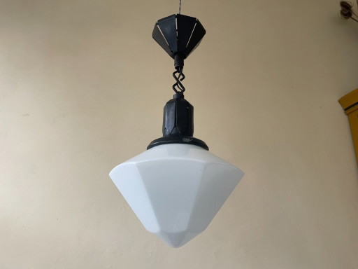 Lámpara Lámpara colgante Art Déco Bauhaus Opalina Francesa