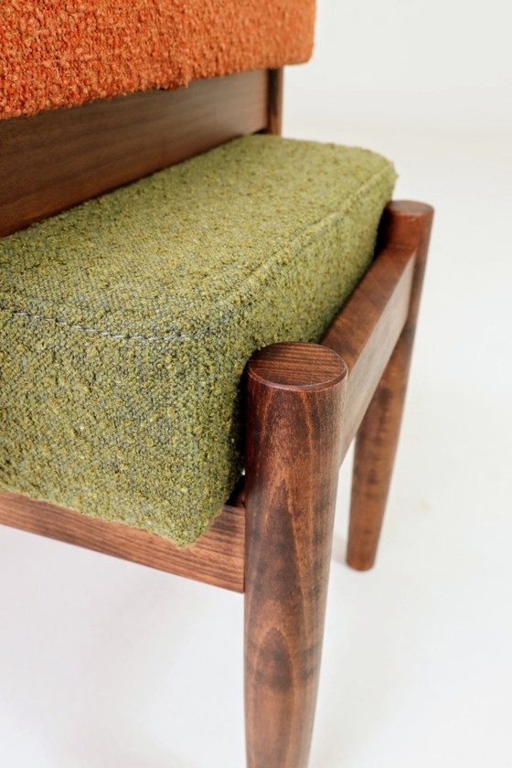 Image 1 of Kids stools set of 2 green orange bouclé children chairs 