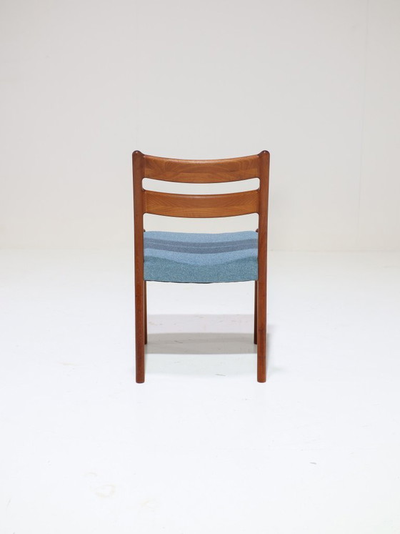 Image 1 of 4x Eetkamerstoelen EMC Møbler teak blauw Deens 1960s