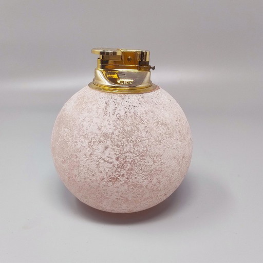 1960s Stunning Table Lighter in Murano Frosted Glass by Paolo Traversi. Made in Italy