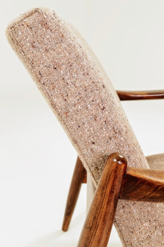 Image 1 of Pair Vintage Armchairs by Edmund Homa GFM 64, Tweed Upholstery, Poland, 1960s Refurbished MCM Design