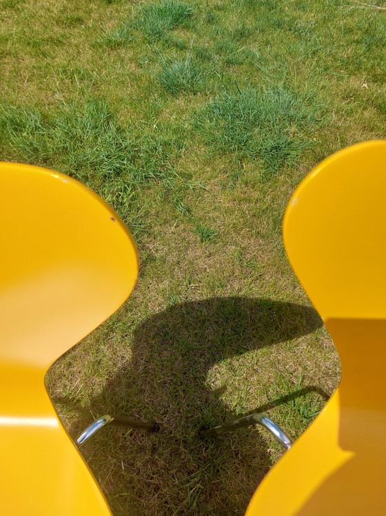 Image 1 of Set di 6 sedie Butterfly serie 7 di Fritz Hansen – Gialle – Vintage