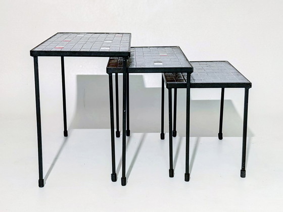 Mesas auxiliares de mosaico – Metal, Vintage (photo 10 of 19)