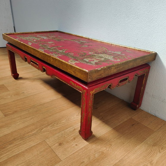 Image 1 of Vintage Chinoiserie Japandi Salontafel, Koffietafel Hout