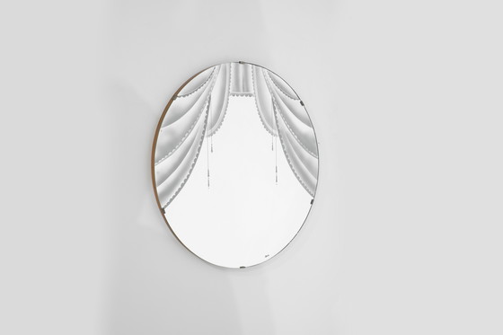Image 1 of Large Vintage Mirror with Silkscreen, 1950s