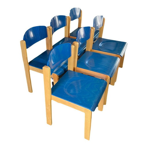 Stapelbare Esszimmerstühle aus Buche, 1980er Jahre, 6er Set