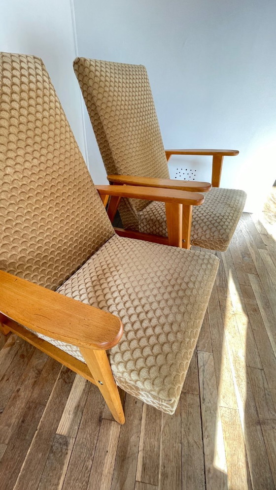 Image 1 of Paire FAUTEUILS MANUCERE Pieds Compas VINTAGE