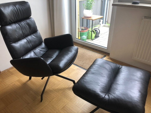 KFF Arva Lounge Sessel & Hocker | Echtleder Mokka | Wie neu mit Zertifikat