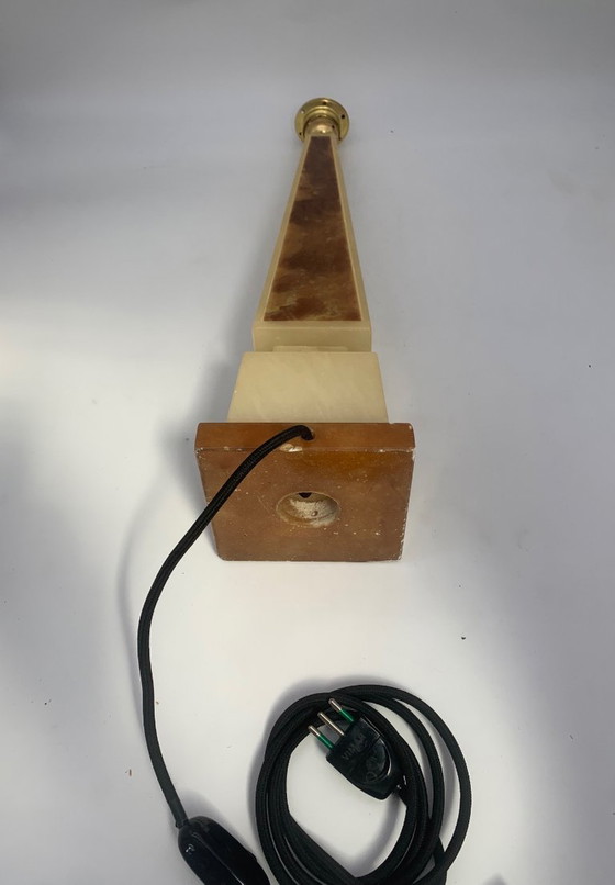 Image 1 of Rare brown alabaster table lamp from Volterra, circa 1960.
