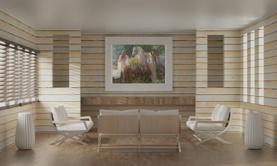 Peinture à l'huile originale Filles abstraites Cheval Été – Peintures et dessins, Canvas (photo 3 of 10)