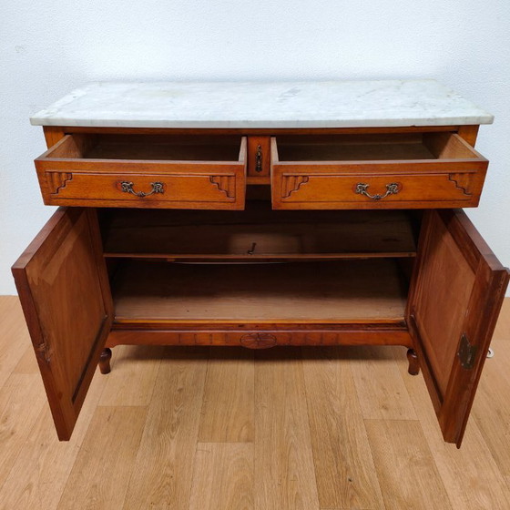 Image 1 of Vintage antique dresser, sideboard, chest of drawers, bathroom vanity with marble top
