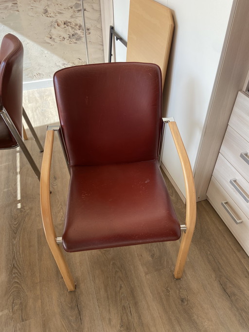 4 sillas de comedor Leolux Cimarron, rojo burdeos