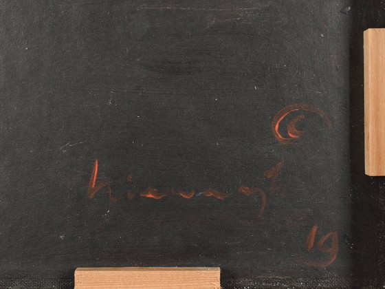 Image 1 of Helen Nieuwendijk (1946) - Donna su sgabello - Acrilico su marouflé - 33 x 27 cm