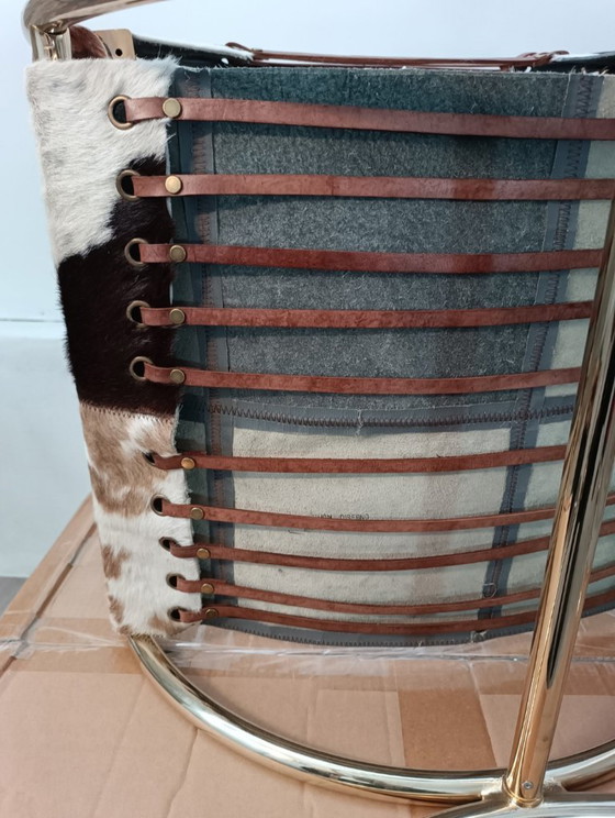 Image 1 of Leather and brass accent chair by Simon Disegno, Italy, 1970