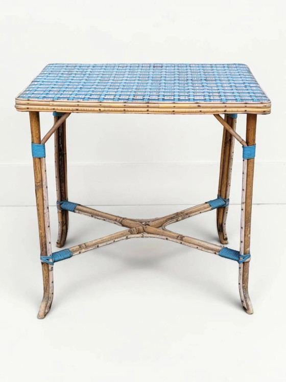 Geflochtener Rattantisch, Mitte des 20. Jahrhunderts – Esstische, Wicker, Wood (photo 3 of 8)