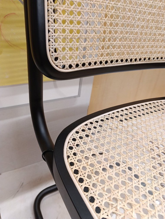 Image 1 of ALIVARMVSEVM 104. SET of 2 CESCA B32 Chairs (NEW) in Black Frame Limited Edition 