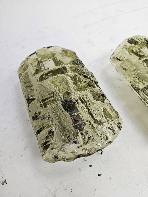 Image 1 of Set di lampade da parete in vetro verde Holmegaard