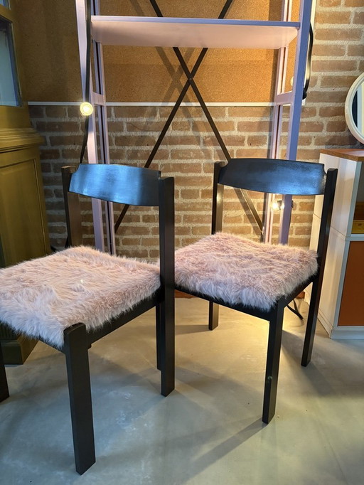 Sessel mit flauschigem Bezug – braun/rosa