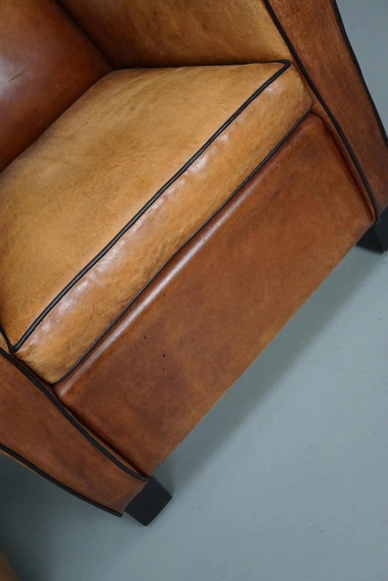 Image 1 of Vintage Nederlandse clubfauteuils van cognackleurig leer, set van 2