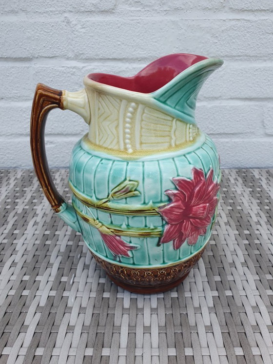 Image 1 of Antique A.Mouzin-Lecat majolica can - ca 1900 - in good condition