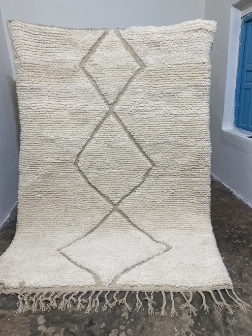 Tapis berbère en laine naturel décoré 180/250cm – vloerkleden en tapijten, Wool (photo 2 of 6)