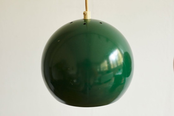 Set di tre Lampade a sospensione vintage, Danimarca anni '70, Metallo, Verde (foto 3 di 10)