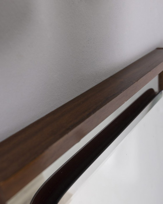 Image 1 of Vintage 1960s wall mirror in wood and smoked glass, Italian design