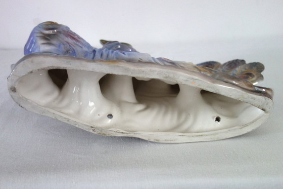 Image 1 of Italian ceramic sculpture of two peacocks, 1960s