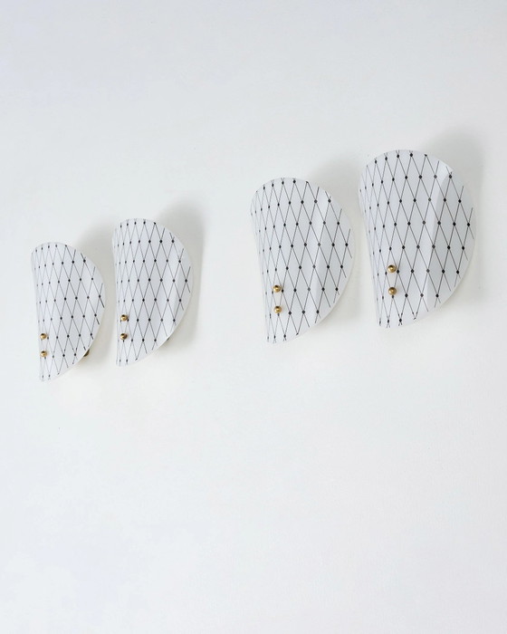 Diamond Pattern Acrylic and Brass Wall Sconces, Italy, Wall lights, Metal, Black (photo 10 of 12)