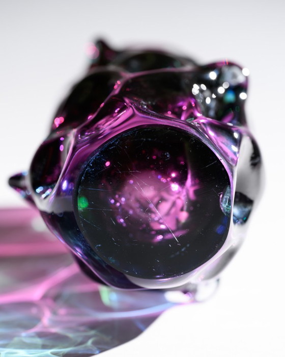 Image 1 of Jan Beranek rode kernvaas 1959 & Vizner-stijl Tsjechisch glazen duo vintage sculptuur