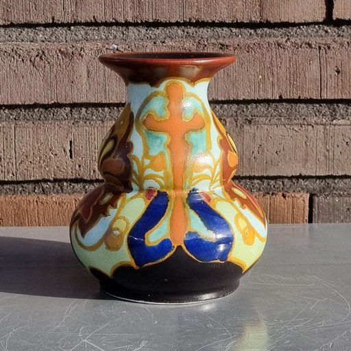 antique Dutch pottery vase, Arnhem decor Creta, 1920s