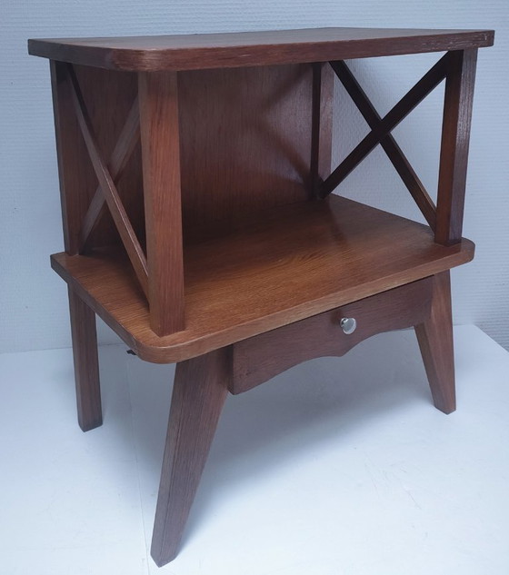 Image 1 of Comodino vintage in legno con traverse