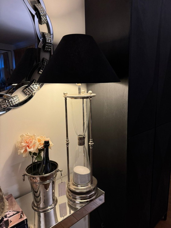 Image 1 of EICHHOLTZ hourglass TABLE LAMP - nickel 100 cm