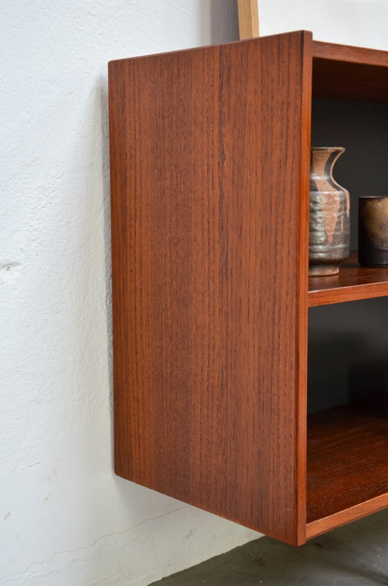 Image 1 of Vintage open sideboard, retro teak mid-century lowboard shelf, 1970s