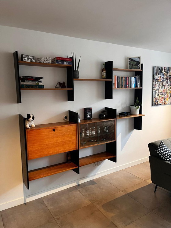 Image 1 of Sistema a parete vintage scandinavo con bar - design anni '60