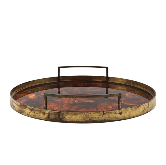 Image 1 of Hollywood Regency Rundes Tablett, Italien 1970er