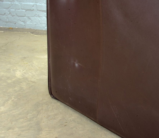 Image 1 of Afra and Tobia Scarpa Design Mid-Century Italian Design Chocolate Brown Leather Two Seat Sofa, Model Lauriana for B&B Italia.