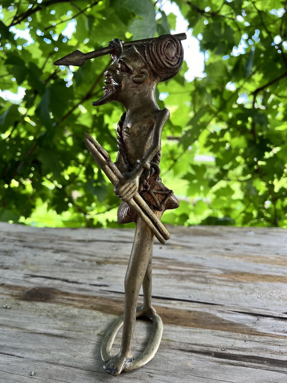 Image 1 of Antike afrikanische Statuette aus Messing und Kupfer, ca. 1950