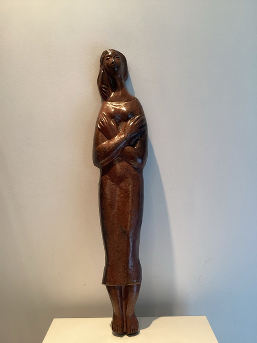 Große Modernistische Keramik-Skulptur (63cm) des Bekannten Belgischen Künstlers Steven Vyncke. Mid-Century Modern Stil.