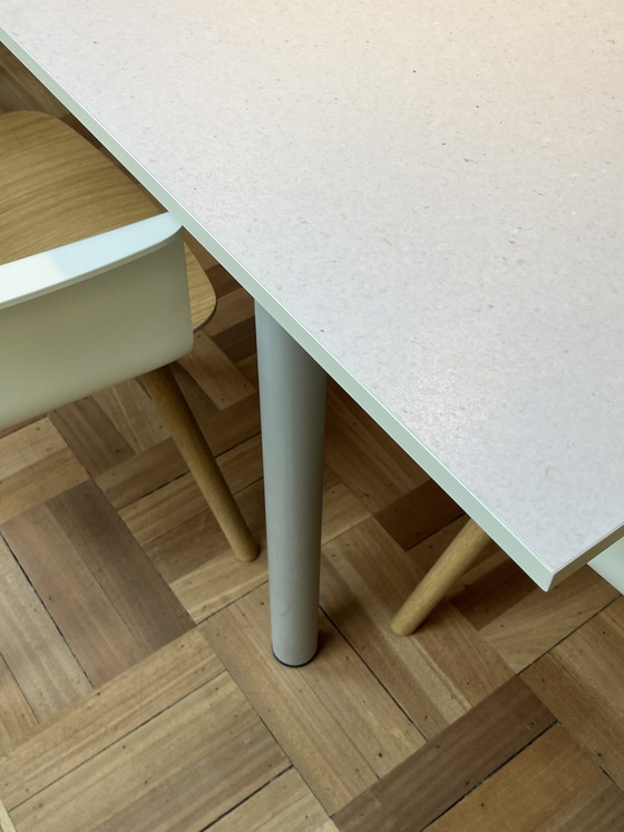 Image 1 of HAY Annex Overhang Tafel 240 x 90 cm mit cremefarbenem Baumwollblatt + eloxierten Beinen