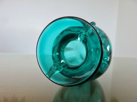 Image 1 of Murano-Glasvase mit Henkeln, türkisfarben, 1970
