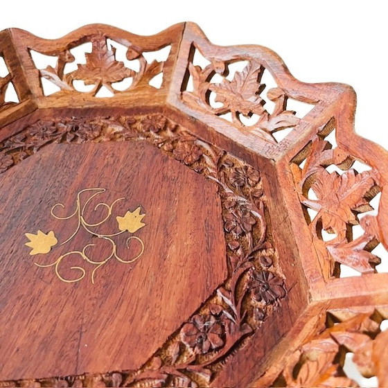Image 1 of Vassoio da intaglio vintage in teak orientale