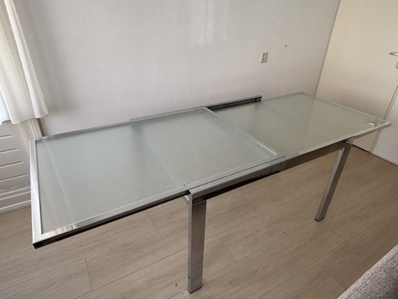 Image 1 of Designer extendable glass dining table