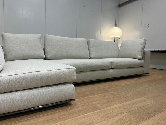 Image 1 of Canapé d'angle et tabouret Minotti Hamilton, récemment retapissés + Garantie